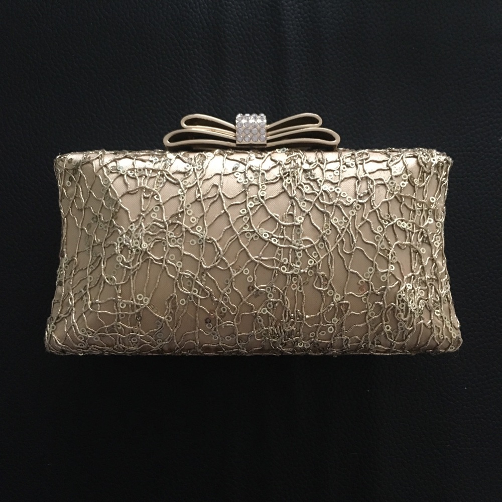 Gold sequin evening clutch by Oriflame Sweden